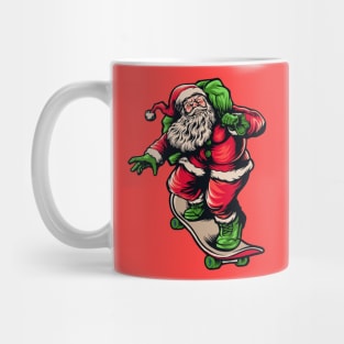 Vintage Skateboarding Santa Claus Mug